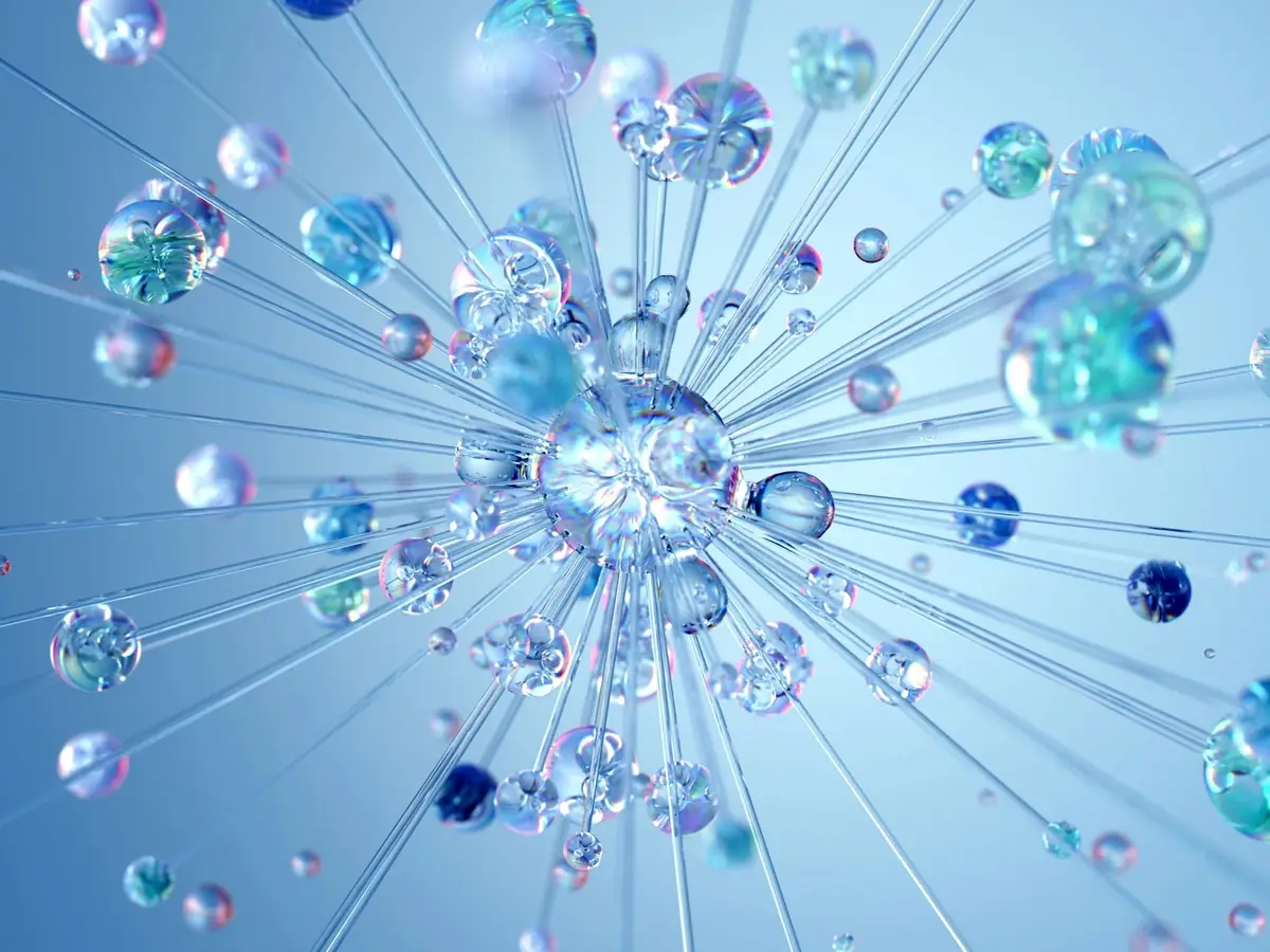 Futuristic glass neural-network visualisation representing an AI system